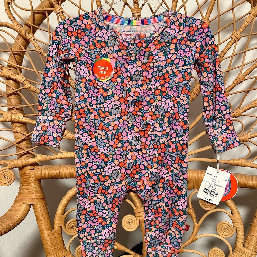 Magnetic Me Gilded Lily Colorful Floral Baby Romper - Modal Fabric (Bamboo Soft)